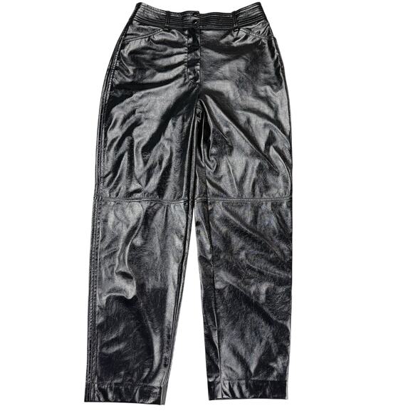 WILFRED Aritzia Funk Glossy Vinyl High Rise Slim Fit Pant Sz 2 Black - Picture 3 of 8